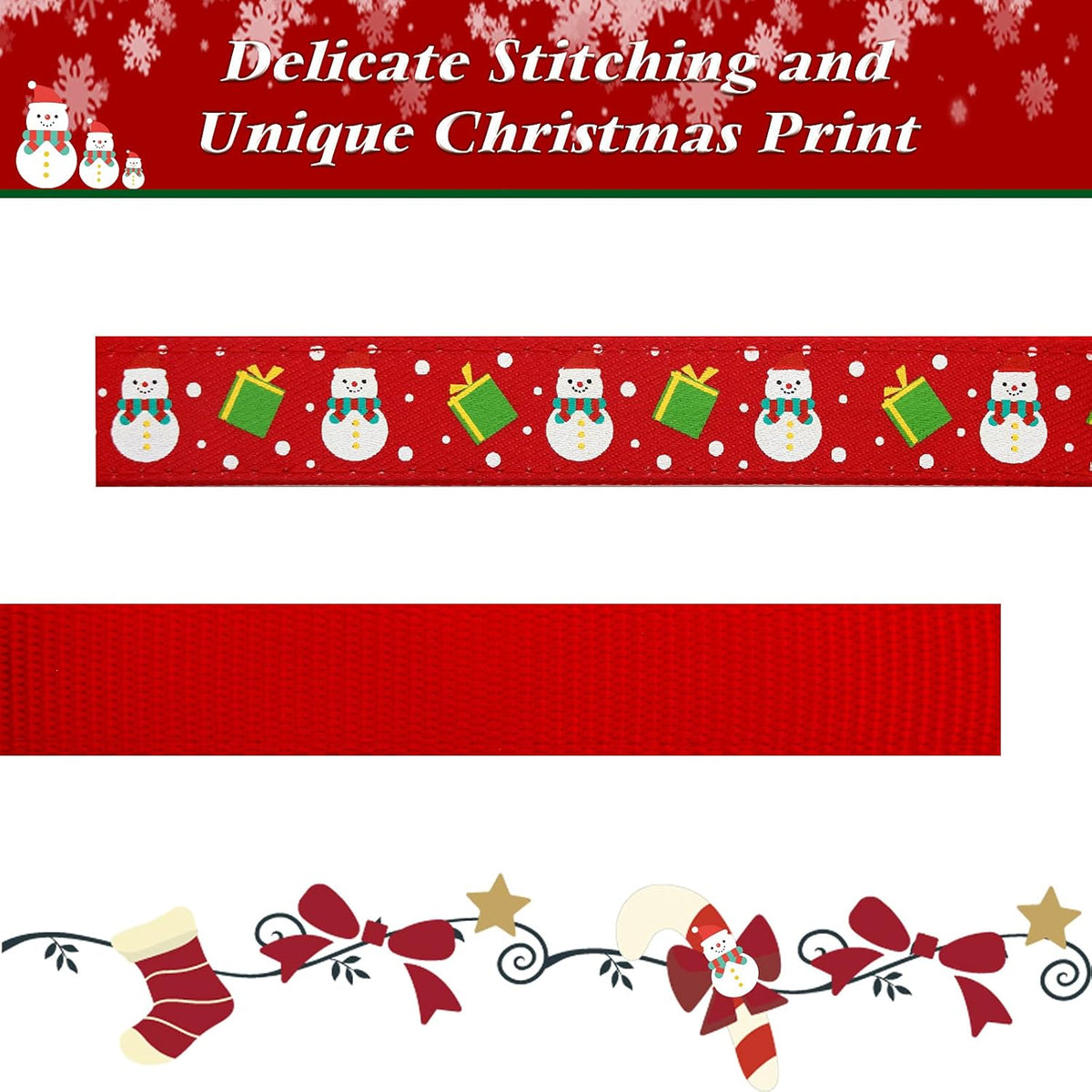 Christmas Dog Collar Adjustable Xmas Dog Collars with Christmas Antler Bow Tie Accessories Snowman Dog Collar for Medium Dogs